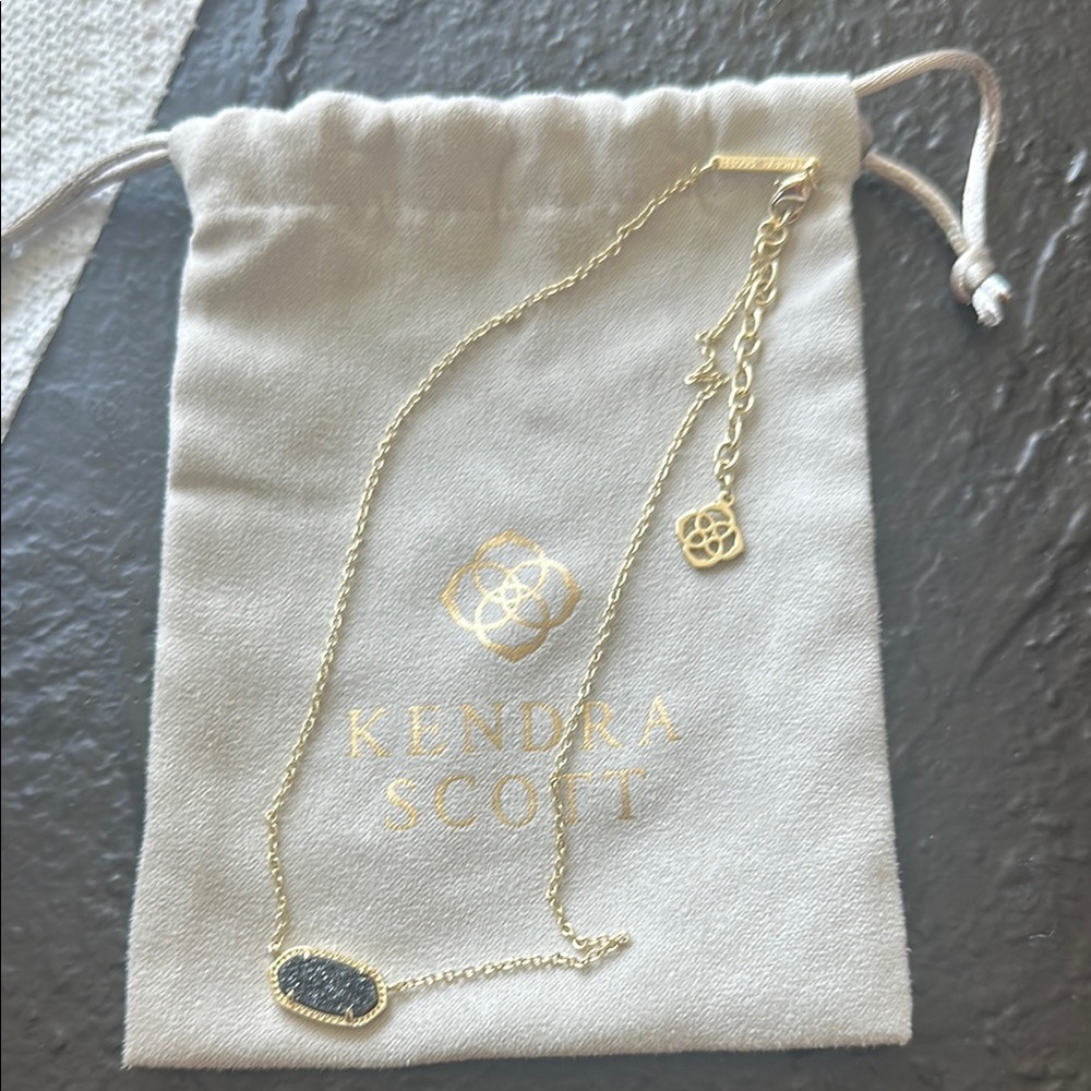 Kendra Scott Gold and Black Druzy Necklace